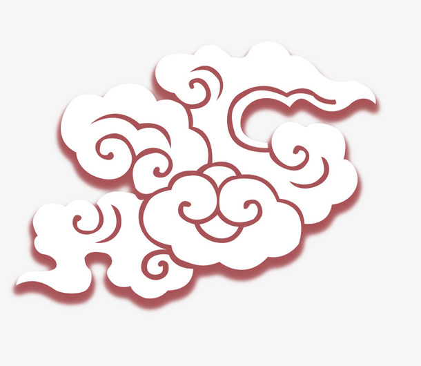 棕色中国风云朵装饰图案免抠
