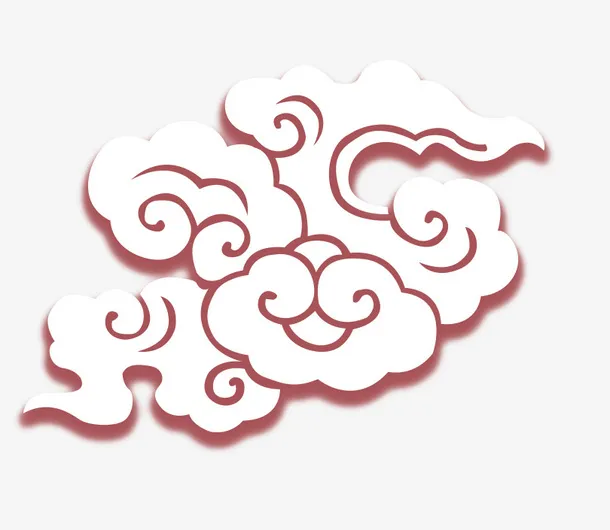 棕色中国风云朵装饰图案免抠