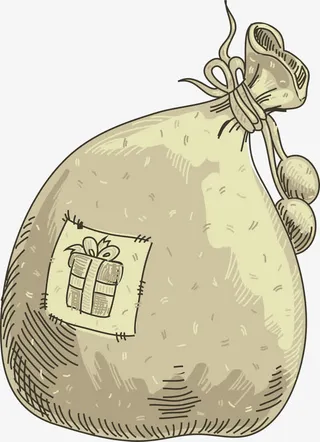 黄色复古麻袋免抠