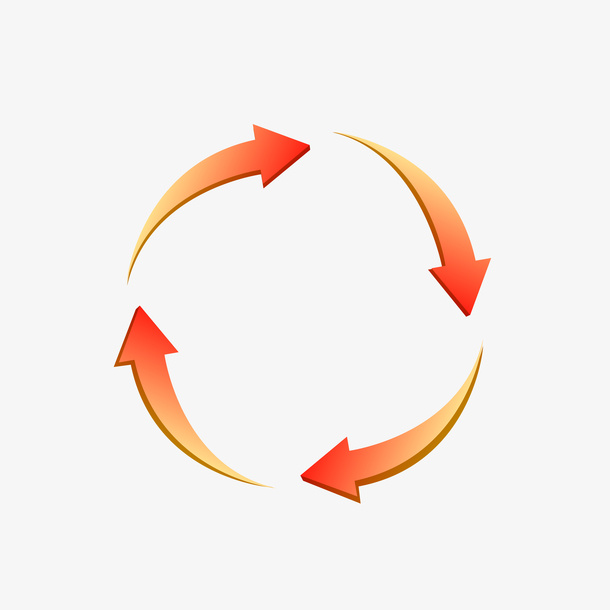 红色渐变循环箭头免抠