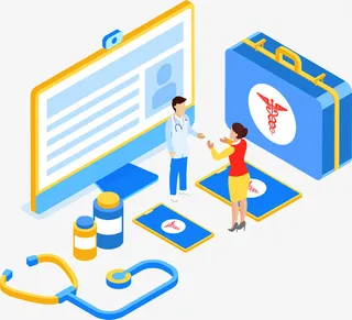 2.5D矢量医生看病医疗插画免抠手绘/卡通卡通元素