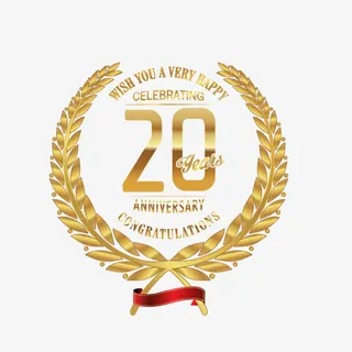 金色20周年纪念标签矢量图免抠