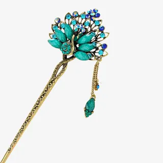 沁蓝色吊坠发簪免抠