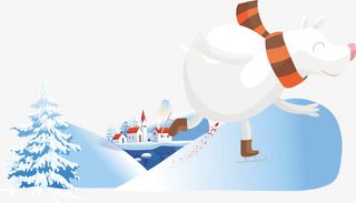 滑冰冬季矢量冰雪游素材免抠