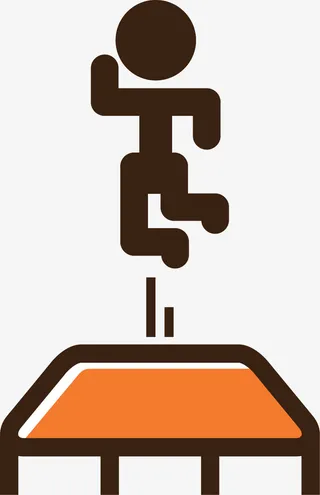 咖啡色扁平蹦床小人免抠