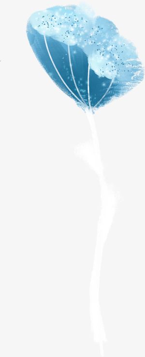 蓝色荷花叶片手绘人物免抠