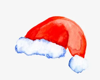 红色手绘的圣诞帽子免抠