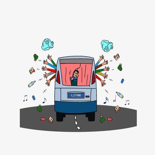 卡通公路上随意抛物不文明驾驶行免抠