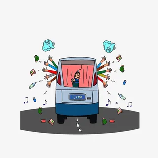 卡通公路上随意抛物不文明驾驶行免抠