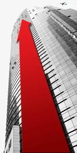 红色箭头大厦免抠