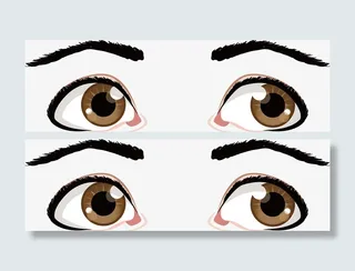 褐色卡通手绘眼睛免抠