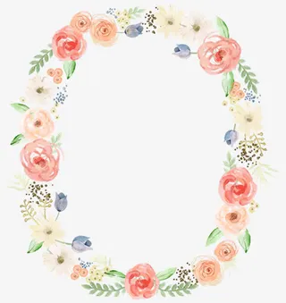 椭圆形鲜花花圈免抠