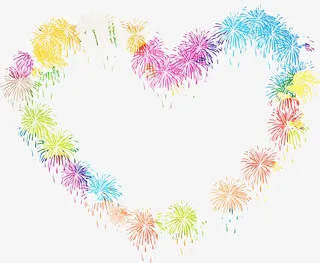 新年快乐心形花免抠