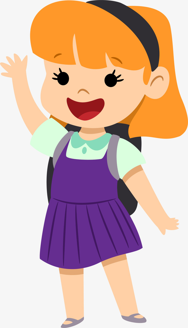 开学季招手的小女孩免抠