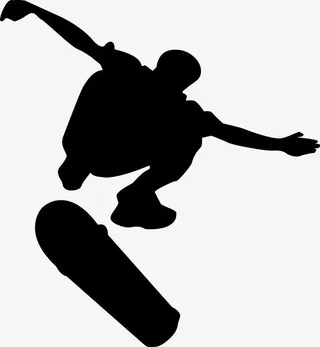 轮滑腾空少年剪影免抠