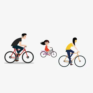 一家 春天 欢乐   骑行免抠
