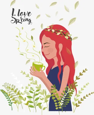 我爱春天美丽女孩免抠