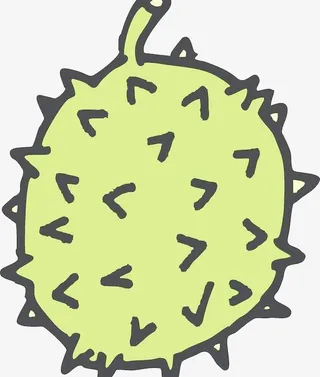 简易卡通插画绿色泰式榴莲免抠