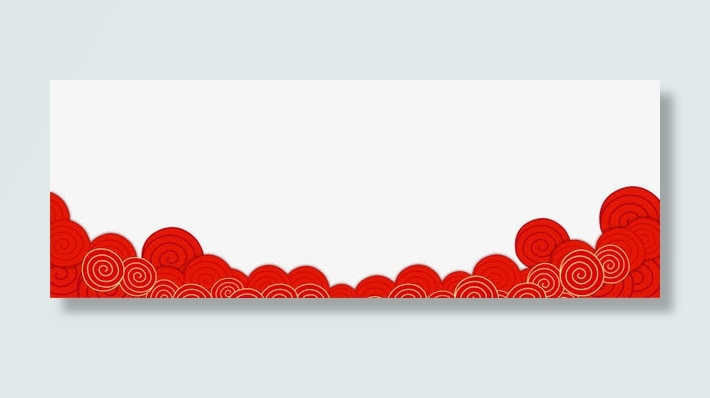 红色中国风天空云朵免抠