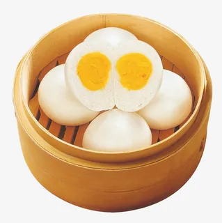 茶楼包点黄金流沙包免抠