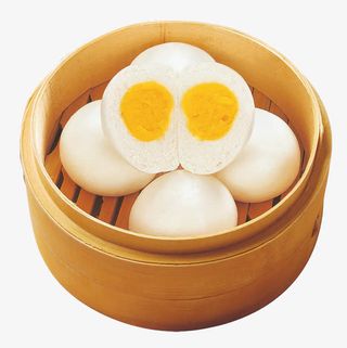 茶楼包点黄金流沙包免抠