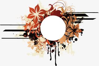 潮流花草圆形免抠