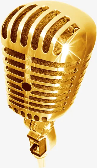 高清摄影合成金色质感麦克风免抠