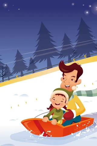 简约大气滑雪清新卡通高清