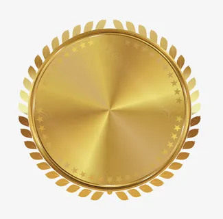 金色圆形叶子边框奖牌免抠