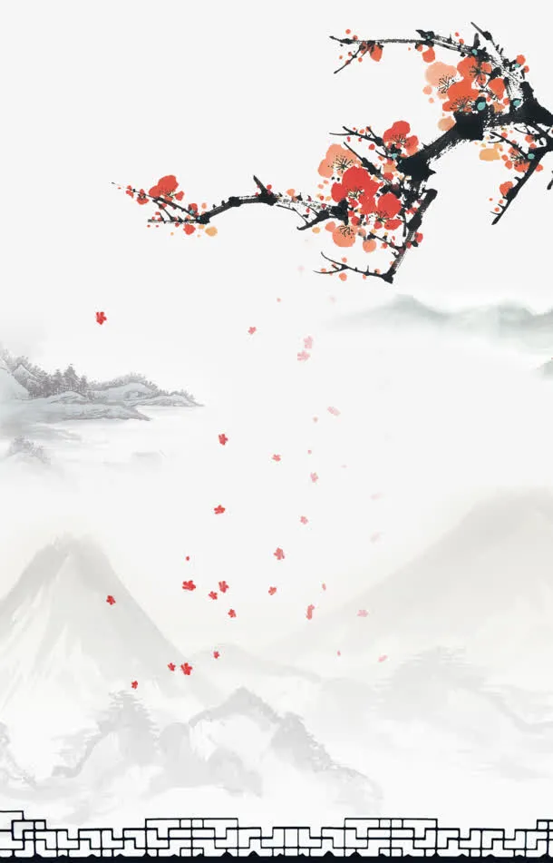 立绘合成效果红色的梅花免抠