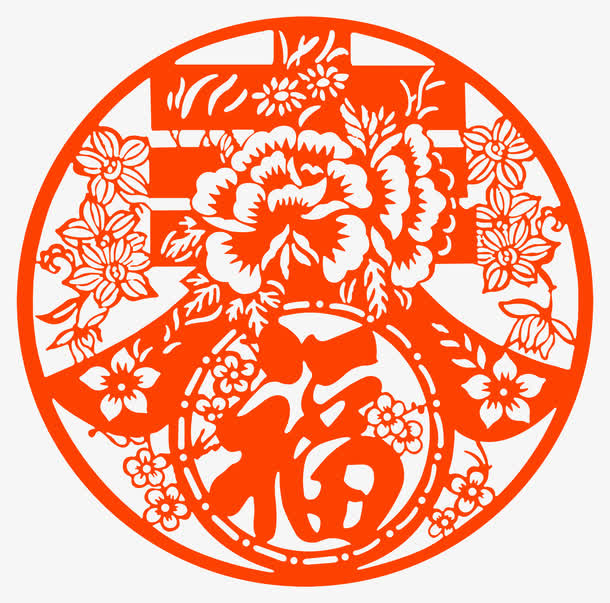 创意春字手工剪纸免抠