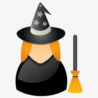 万圣节简约女巫小人和扫把免抠