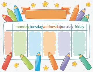 彩色铅笔课程表免抠