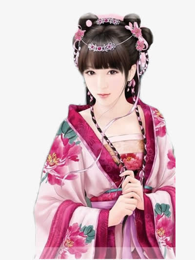 手绘中国风性感美女免抠