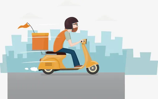 飞快的物流外卖送货小伙免抠