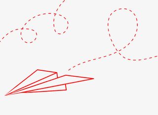 粉色纸飞机飞行轨迹免抠