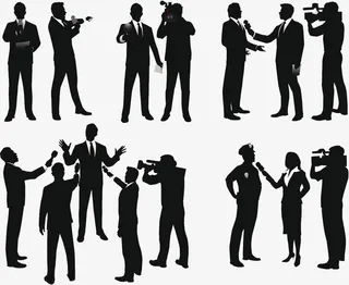 采访记者剪影免抠