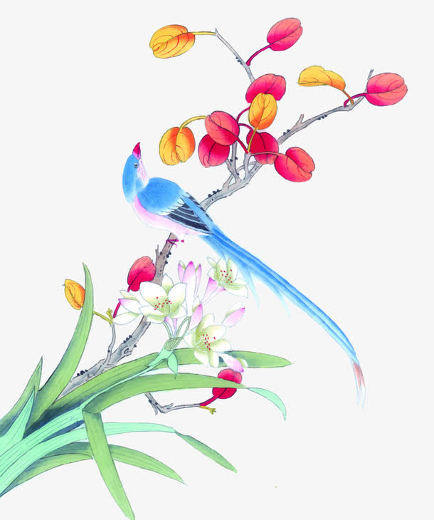 矢量古代花鸟免抠