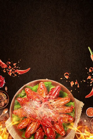 火爆龙虾特色美食菜单背景素材高清