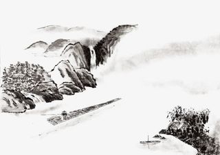 墨山水国画免抠