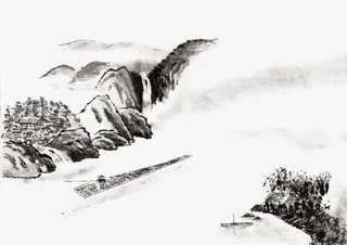 墨山水国画免抠