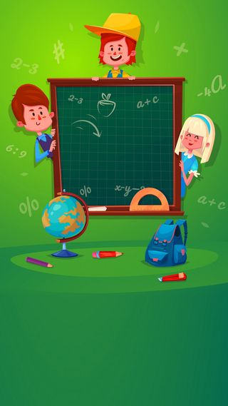 扁平人物黑板背景高清