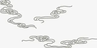 中秋节手绘黑色线条云彩免抠