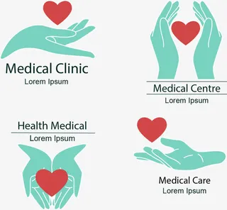 矢量蓝色双手呵护的医疗免抠
