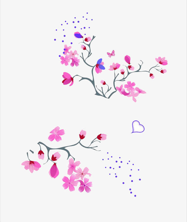 花，飘花，树枝，装饰素材免抠