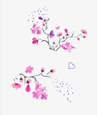 花，飘花，树枝，装饰素材免抠