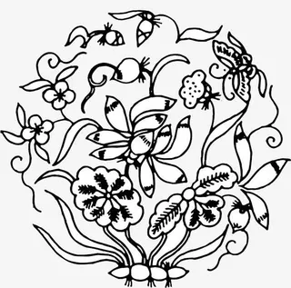 花卉线条图免抠