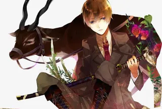 牵牛的少年卡通免抠