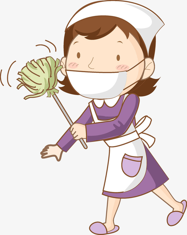 卡通大扫除的女人免抠