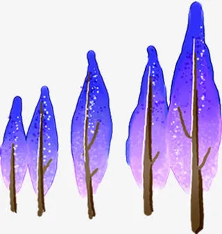 扁平风格创意紫色渐变合成树木免抠